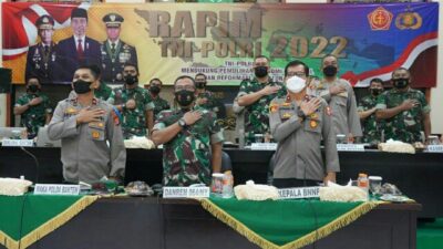 Danrem 064/MY Ikuti Rapim TNI-Polri 2022 Secara Virtual