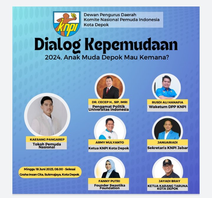 KNPI Depok Gelar Dialog Kepemudaan Hadirkan Kaesang