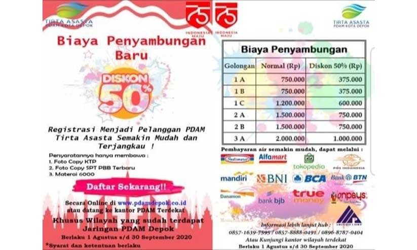 Rayakan HUT RI dan Harpelnas, PDAM Tirta Asasta Beri Diskon 50% untuk Pasang Baru