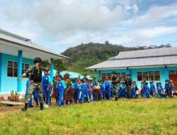 Senam Pagi Ceria Satgas YR 142/KJ Bersama Siswa SDN 1 Kelila