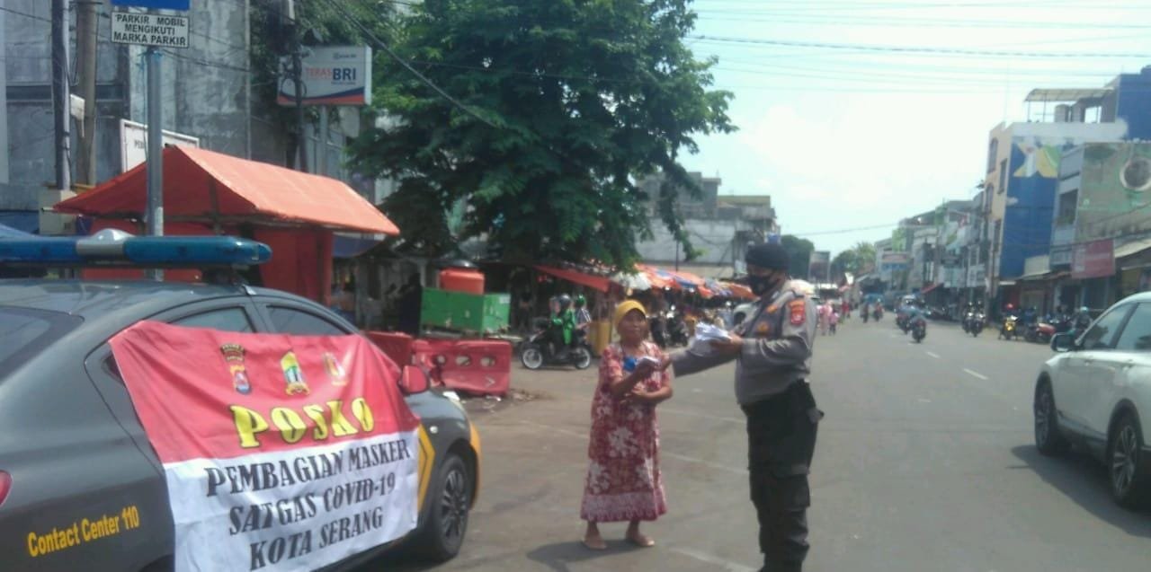 Satsamapta Polres Serang Kota Gencar Patroli Prokes