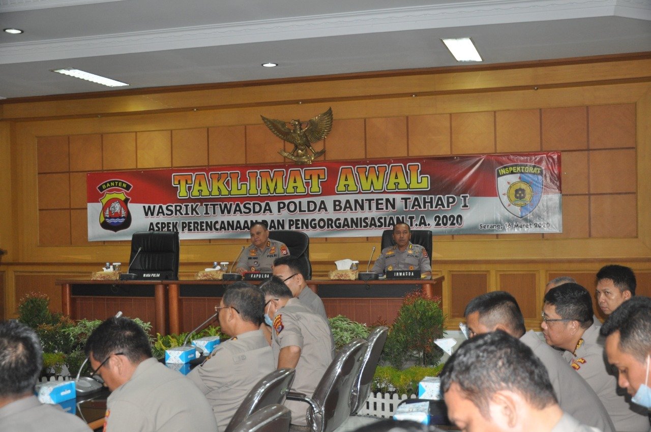 Kapolda Banten Buka Taklimat Awal Wasrik Rutin Itwasda Tahap I 2020