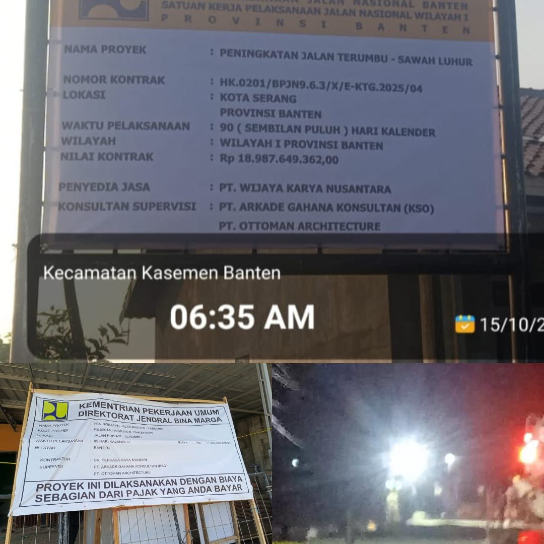 Jalan Banten Kualitas Mengecewakan: Hotmix dan Coran Dikerjakan Saat Hujan, BPJN Didiamkan