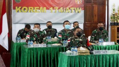 Danrem Merauke Hadiri Taklimat Awal Wasrik Post Audit Itdam XVII/Cenderawasih Virtual
