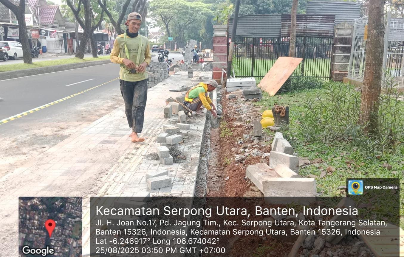 Abaikan K3 dan Tebal Coran Proyek Pedestrian Jl H Joan Tangsel Diduga Tak Sesuai Spek
