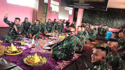 Satgas Yon Mek 516 CY Gelar Syukuran Sederhana HUT ke-75