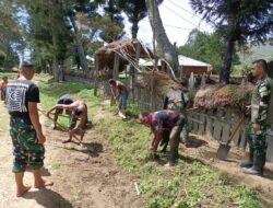 Papua Asri Bersih, Satgas Yonif Raider 142/KJ dan Warga Bersihkan Lingkungan Gereja