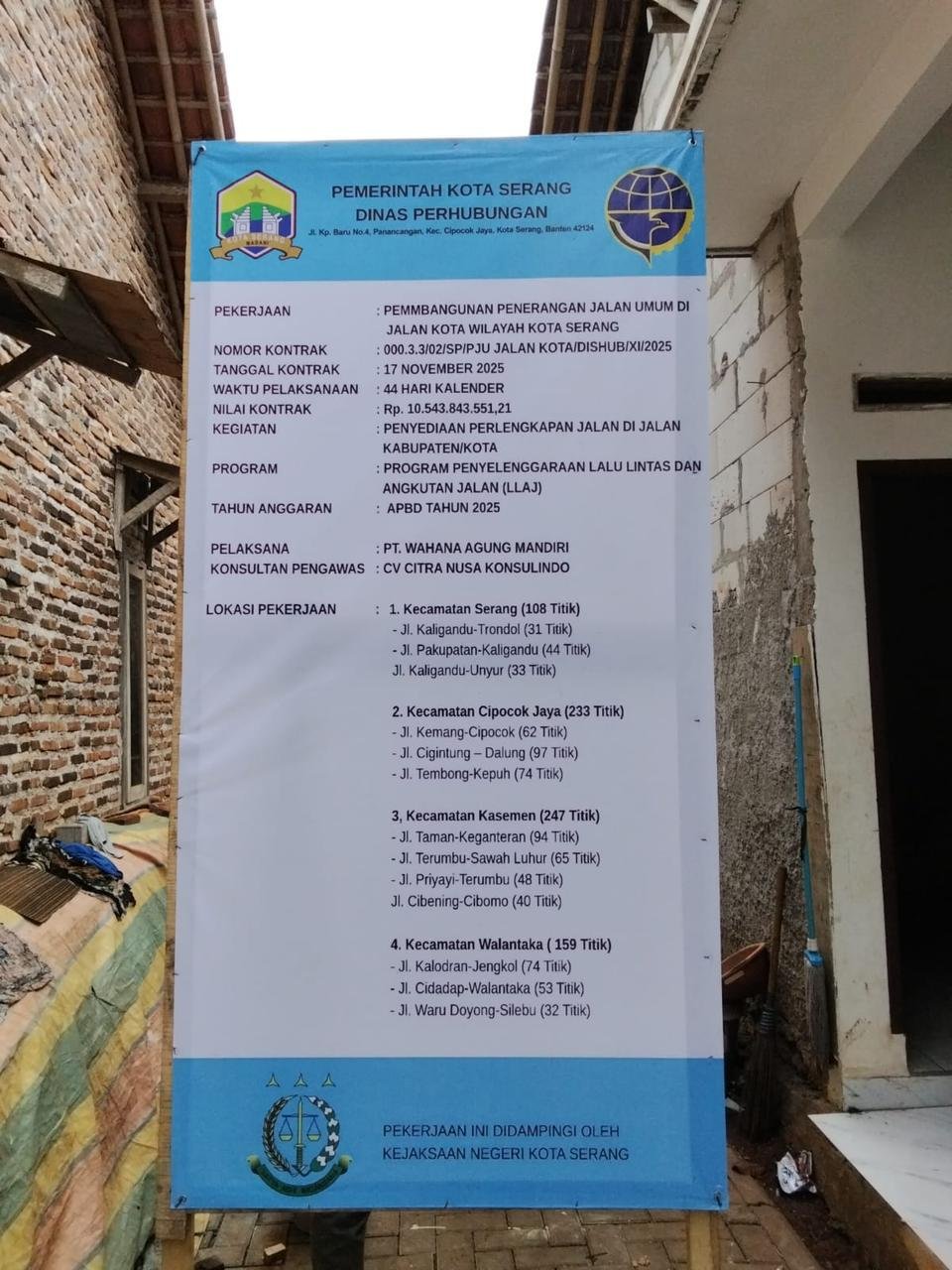 Pengadaan PJU Serang Rp 11,4 Miliar Dikuasai Tunggal, Diduga Settingan