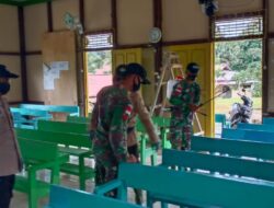 Empat Hari Jelang Natal, Satgas Pamtas Yonif 642/Kapuas Disinfektan Gereja