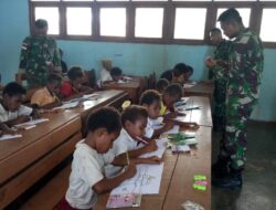 Yonif 411 Kostrad Adakan Lomba Mewarnai di SD Toray Papua