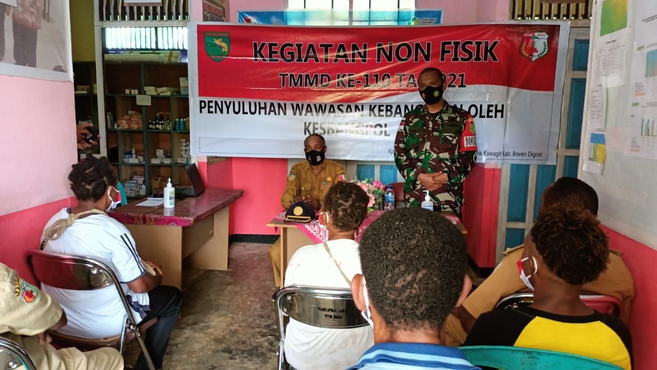 Dandim 1711 Boven Digoel Gandeng Kesbangpol Sosialisasikan Wawasan Kebangsaan di TMMD ke-110