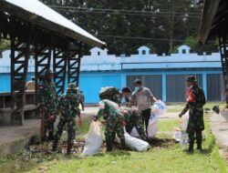 TNI Satgas dan Koramil Gelar Karya Bhakti Sambut HUT Kemerdekaan RI ke-76