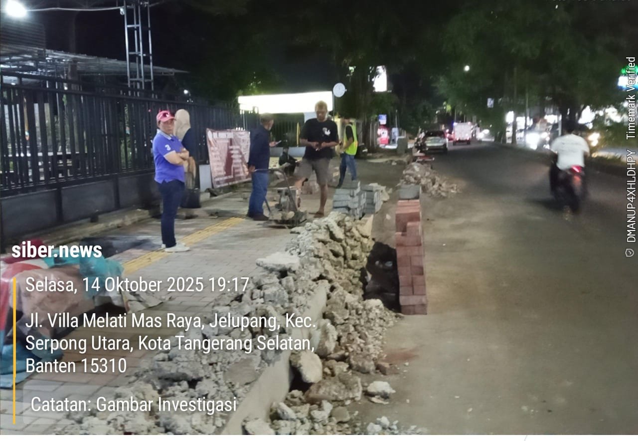 Proyek Pejalan Kaki di Villa Melati Mas Diduga Bahayakan Pengendara