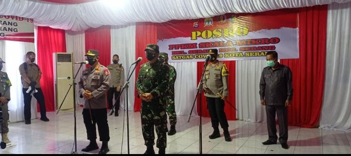 Panglima TNI Kapolri dan Kepala BNPB Kunjungi Posko PPKM Mikro di Serang