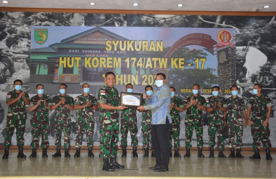 Korem 174 Merauke Raih Penghargaan Satker Terbaik 2021 sebagai Kado Ulang Tahun ke-17