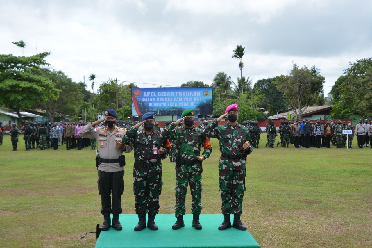 Danrem 174 Merauke Pimpin Apel Kesiapan Pengamanan Kunjungan VVIP RI-1
