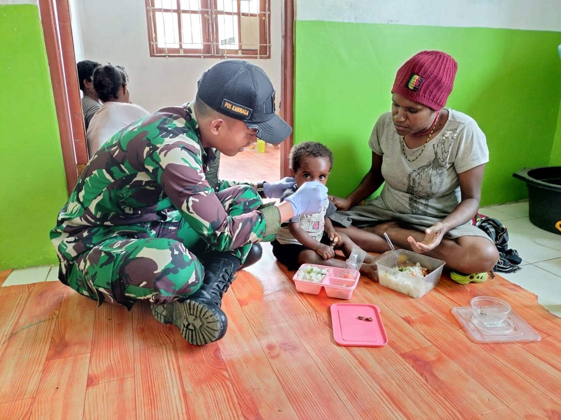 Satgas Pamtas Yonif Raider 142/KJ Dukung Gizi 1000 Hari Pertama