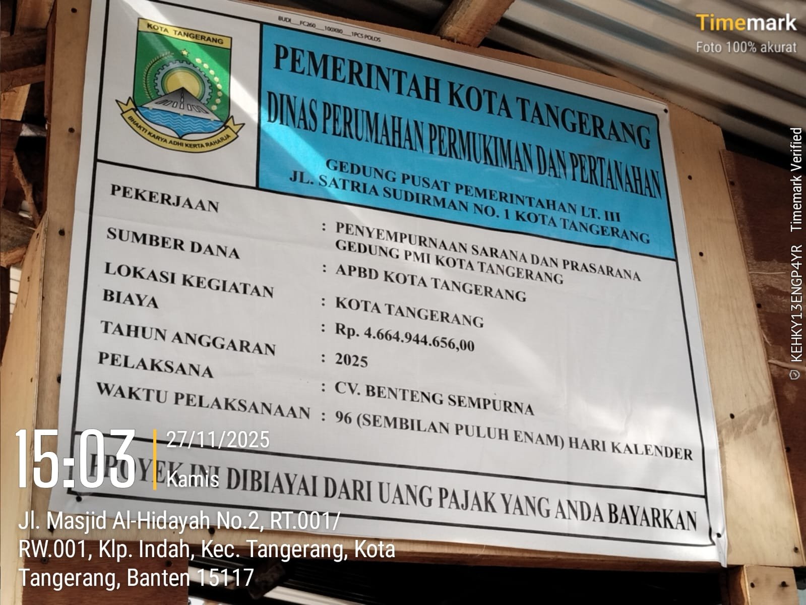 Proyek PMI Tangerang Rp4,6 Miliar Diduga Tak Diawasi, K3 Diabaikan