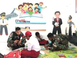 Satgas Yonif Raider 142/KJ Cerdaskan Anak dengan Metode Baca Hafal Ucap