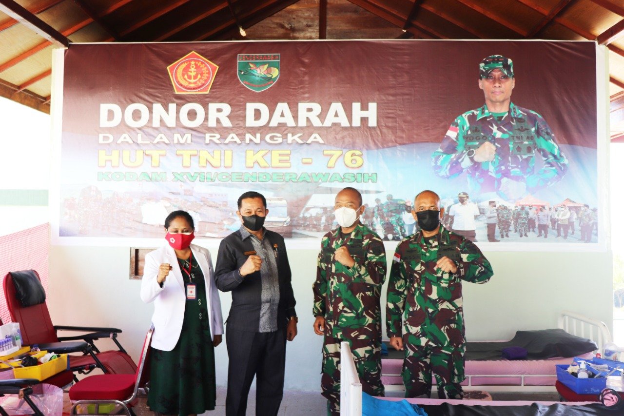 Jelang HUT TNI ke-76, Kodam XVII/Cenderawasih Gelar Donor Darah
