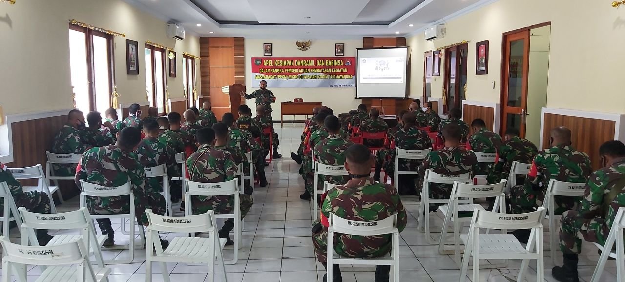 Kodim Jayapura Apel Kesiapan Danramil dan Babinsa untuk PPKM Mikro