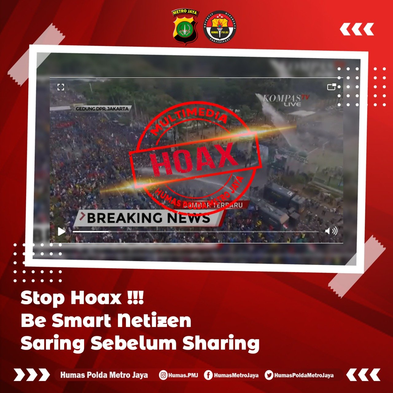 Polda Metro Jaya Tegaskan Foto Demo Buruh di Depan DPR MPR Hoax